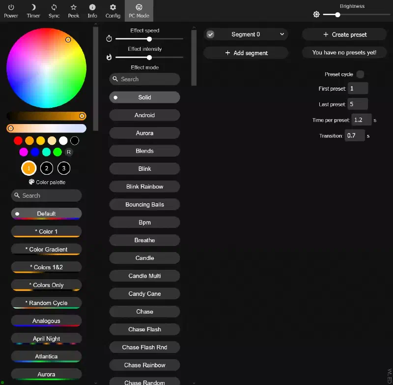Interface Web WLED