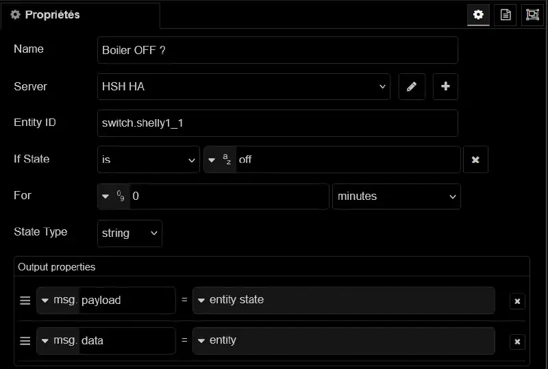 Node-RED : Exemple de current state