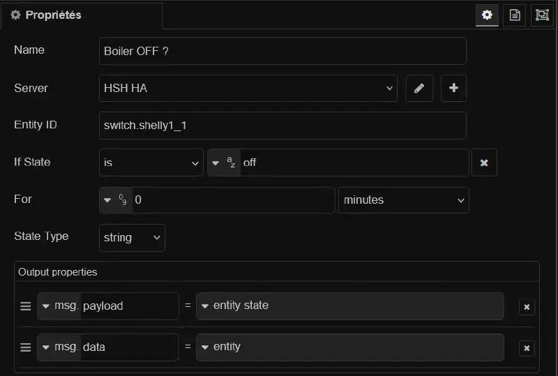 Node-RED : Exemple de current state