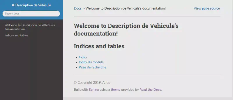 Page par défaut de notre documentation