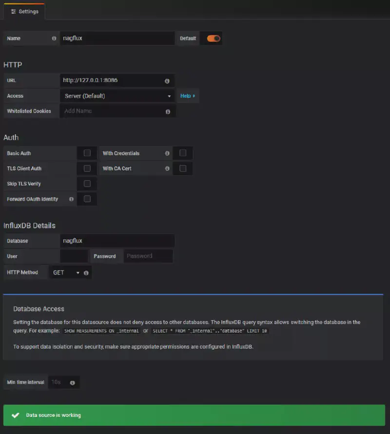 Ajout de la base de données à Grafana