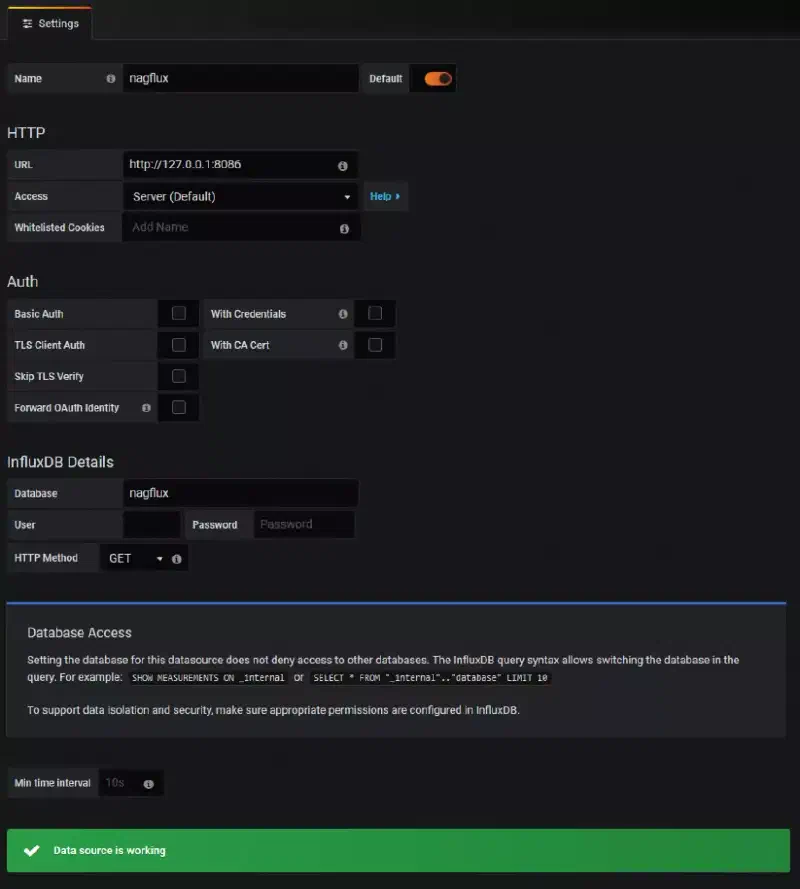 Ajout de la base de données à Grafana