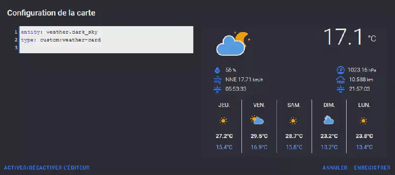 Modification de la carte météo