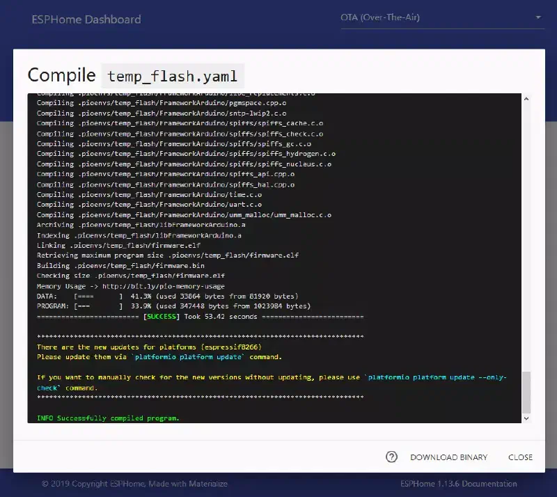Compilation du firmware basique fini