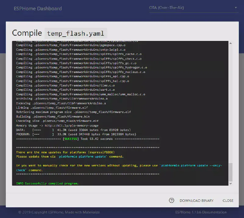 Compilation du firmware basique fini