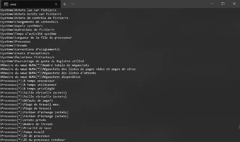 Extrait des compteurs