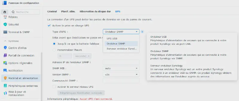 Synology - Menu UPS