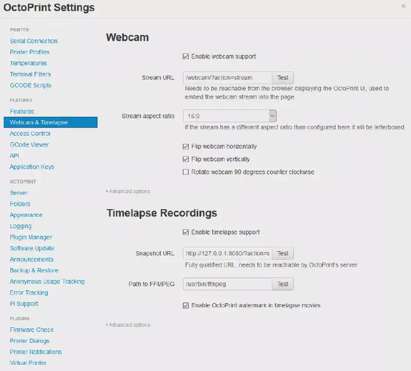 Paramètre de la caméra