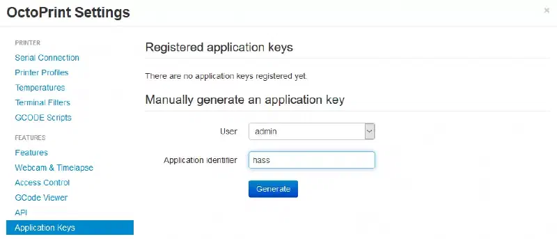 Génération d&rsquo;un clé d&rsquo;API