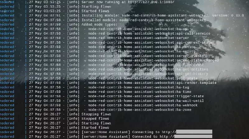 Logs du conteneur Node-RED