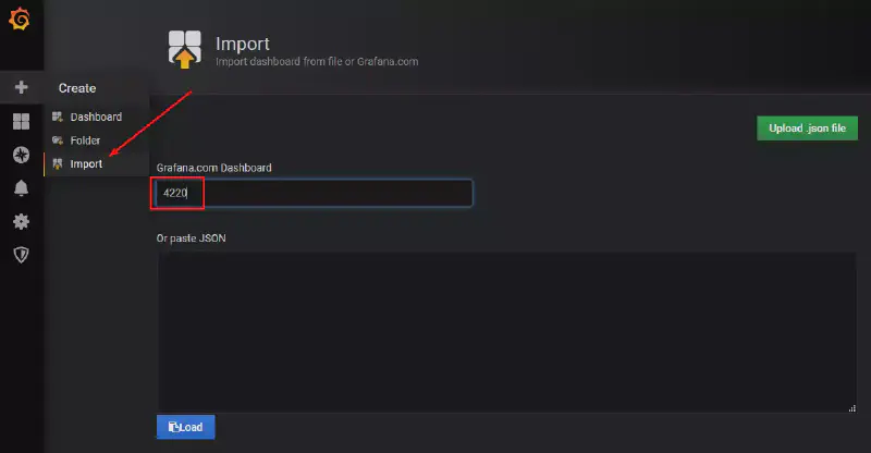 Import d’un dashboard