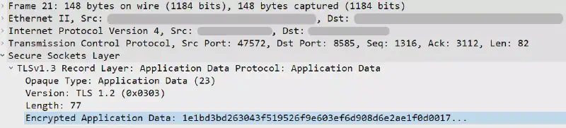 extrait de la capture via Wireshark