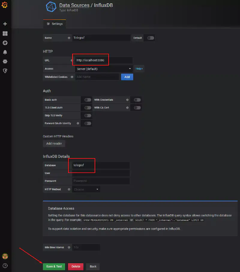 Ajout de la source de données