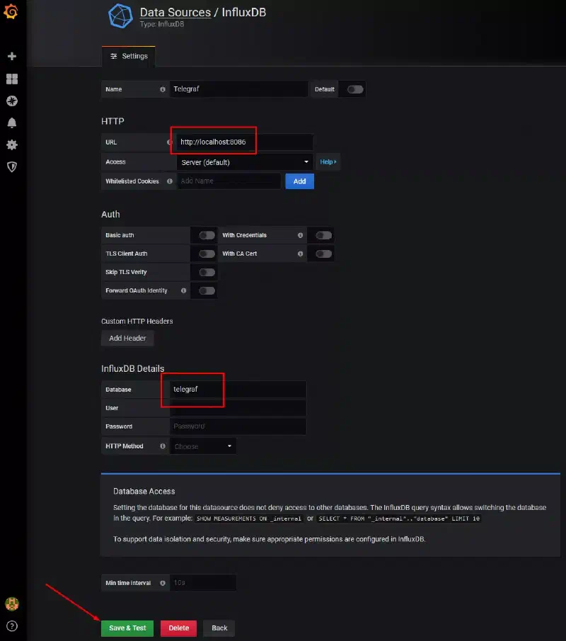 Ajout de la source de données