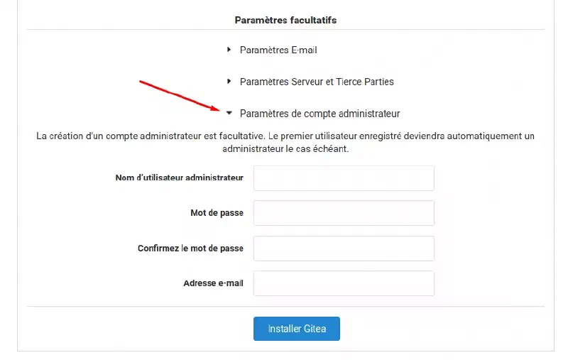 Création du compte administrateur
