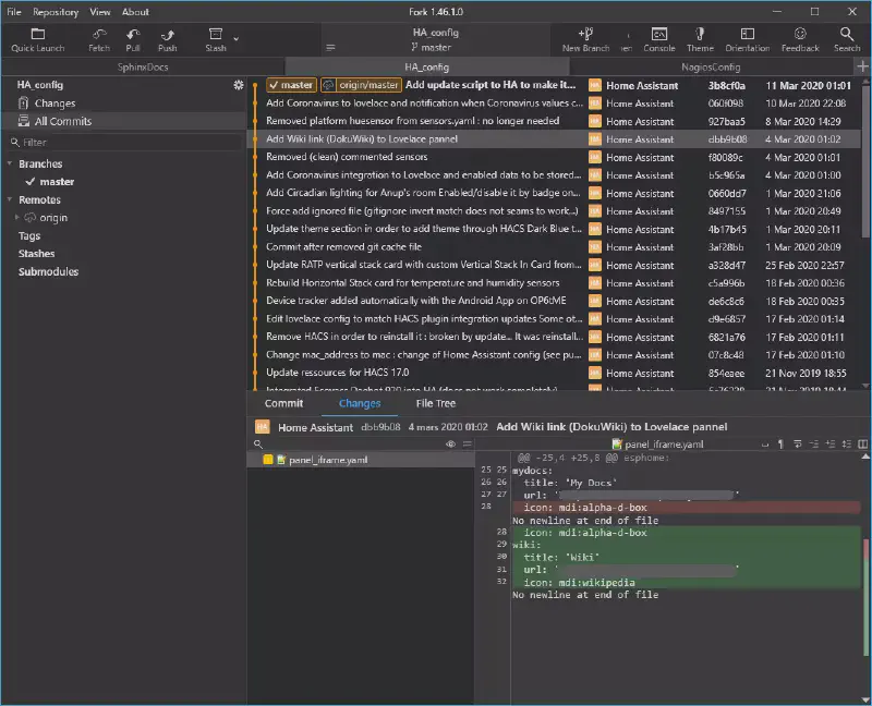 Visualisation de l&rsquo;historique avec Fork